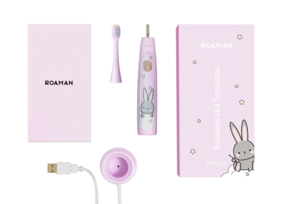 Szczoteczka Soniczna Roaman K7 Różowa Króliczek - obrazek 3